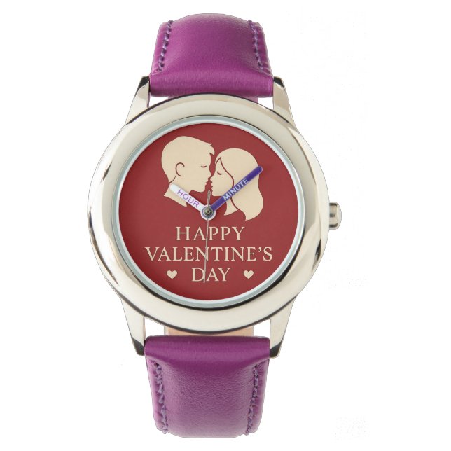 Minimal Silhouette Valentines Romantic Leather Watch (Front)