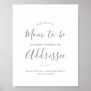 Minimal Silver Baby Shower Address an Envelope Poster