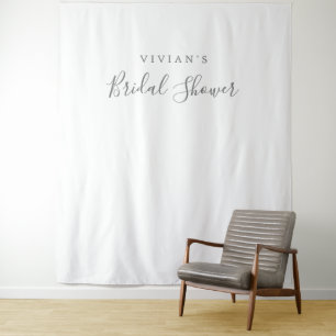 Minimal Silver Bridal Shower Photo Prop Backdrop Tapestry