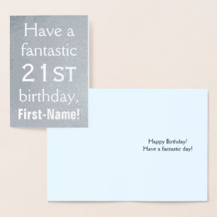 Minimal Silver Foil 21st Birthday Greeting Card
