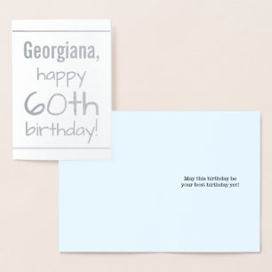 Minimal Silver Foil 60th Birthday Greeting Card