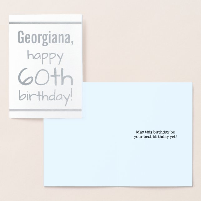 Minimal Silver Foil 60th Birthday Greeting Card (Display)