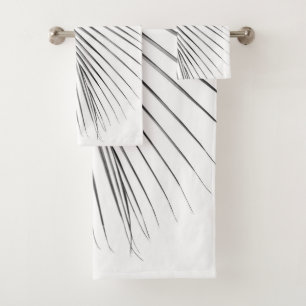 Minimal Silver Grey Palm Leaf Dream #1 #tropical  Bath Towel Set