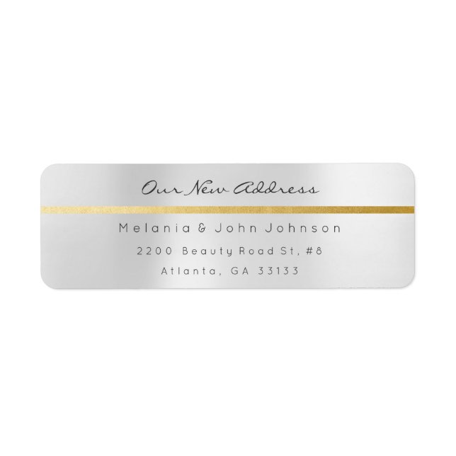 Minimal Silver Grey Steel Gold New Adress RSVP (Front)