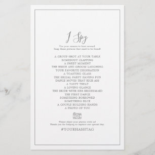 Minimal Silver Wedding Photo Scavenger Hunt Game Flyer