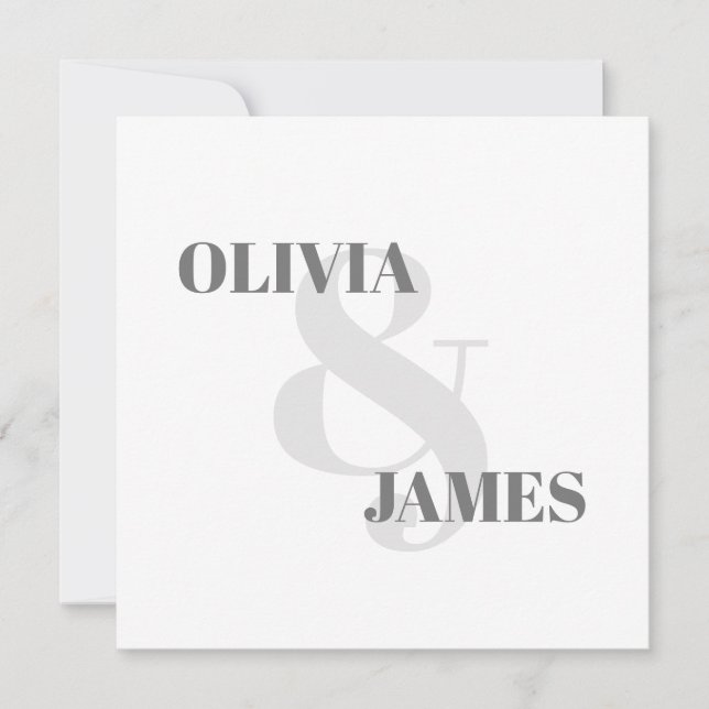 Minimal Simple Ampersand Typography Grey Wedding  Save The Date (Front)
