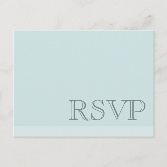 Minimal Simple Basic Blue Grey RSVP Invitation Postcard (Front)
