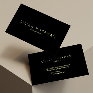 Minimal simple black gold script freelance writer business card
