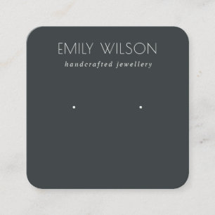 Minimal Simple Black & White Dark Earring Display Square Business Card