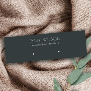 Minimal Simple Black & White Dark Necklace Display Mini Business Card