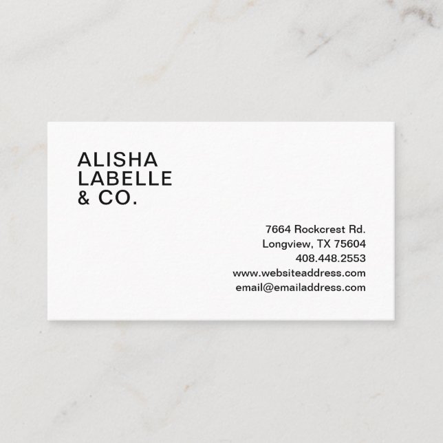 Minimal Simple Black & White Social Media Business Card (Front)