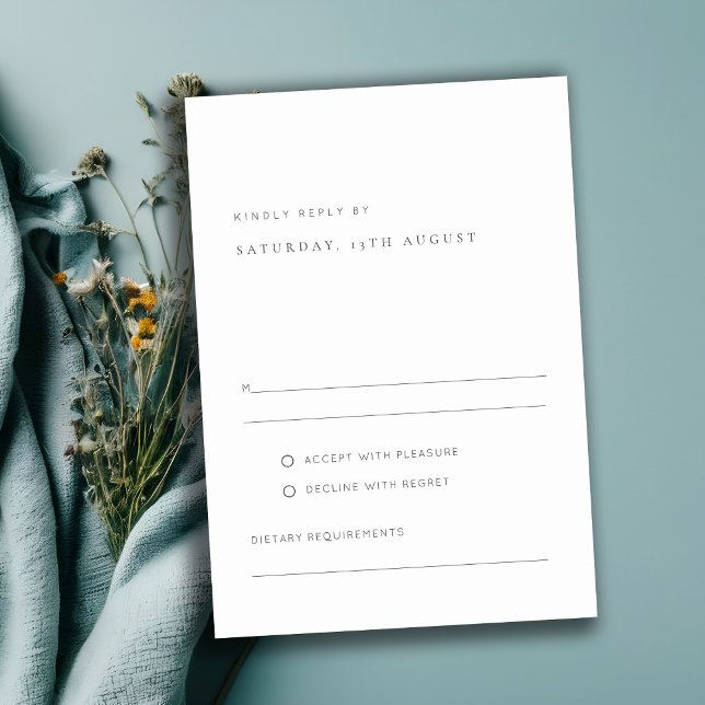 Minimal Simple Black & White Typography Wedding RSVP Card (Creator Uploaded)