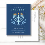 Minimal Simple Blue Menorah Candles Happy Hanukkah Holiday Postcard<br><div class="desc">If you need any further customisation please feel free to message me on yellowfebstudio@gmail.com.</div>