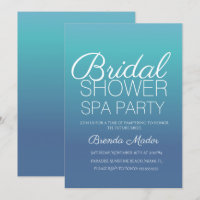 Minimal Simple Blue Ombre Spa Party Bridal Shower