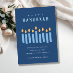 Minimal Simple Blue Yellow Candles Happy Hanukkah Holiday Card<br><div class="desc">If you need any further customisation please feel free to message me on yellowfebstudio@gmail.com.</div>