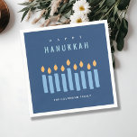 Minimal Simple Blue Yellow Candles Happy Hanukkah Napkin<br><div class="desc">If you need any further customisation please feel free to message me on yellowfebstudio@gmail.com.</div>