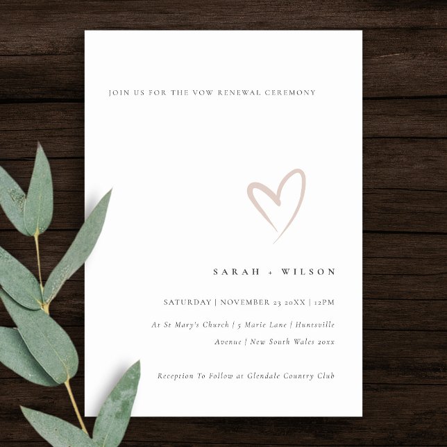 Minimal Simple Blush Pink Heart Vow Renewal Invite (Creator Uploaded)