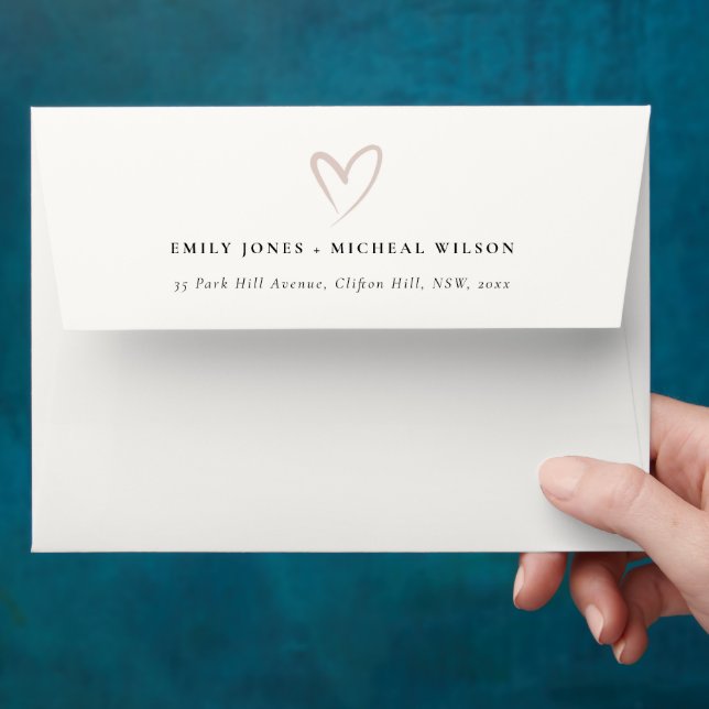 Minimal Simple Blush Pink Heart Wedding Envelope (Hand)