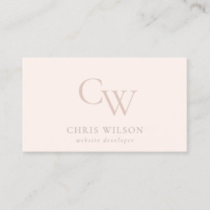 Minimal Simple Blush Pink Monogram Initial Business Card