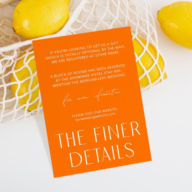 Minimal Simple Bright Orange Wedding Details  Enclosure Card (Creator Uploaded)