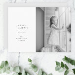 Minimal Simple Christmas | Black and White Photo Holiday Card<br><div class="desc">A stylish minimal photo holiday card with classic typography "Happy Holidays" in black on a clean simple minimalist white background and a soft dove grey feature colour on the reverse. The photo, holiday greeting and name can be easily customized for a personal touch. A simple, minimalist and contemporary christmas design...</div>