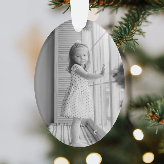 Minimal Simple Christmas | Black and White Photo Ornament (Creator Uploaded)