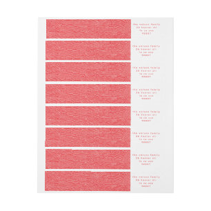 Minimal Simple Christmas Red Doodle Return Address Wrap Around Label