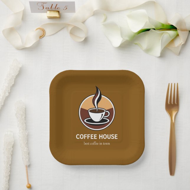 Minimal Simple Coffee Shop barista business Card Paper Plate (Wedding)