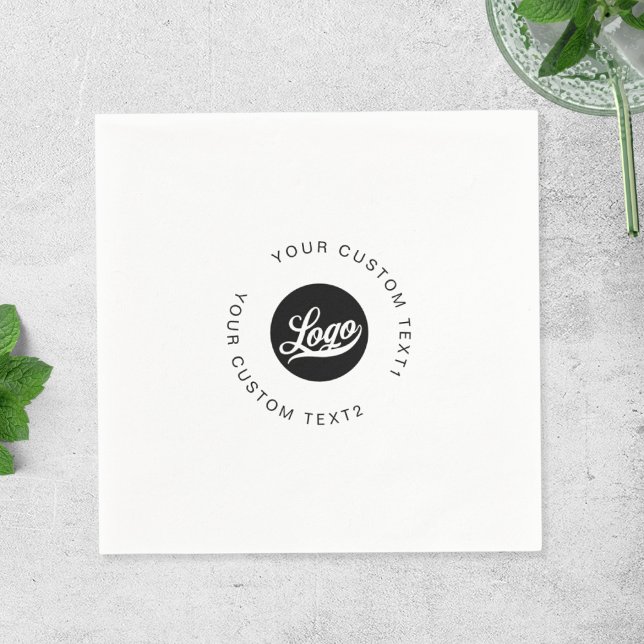 Minimal Simple Company logo & Round text Business Napkin (Creator Uploaded)
