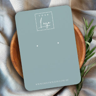 Minimal Simple Dusky Blue Grey Earring Display Business Card