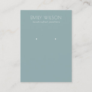 Minimal Simple Dusky Blue Grey Earring Display Business Card