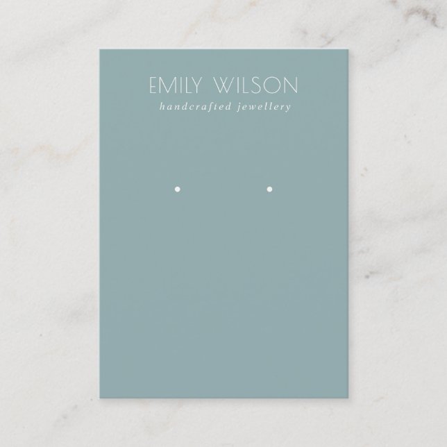 Minimal Simple Dusky Blue Grey Earring Display Business Card (Front)