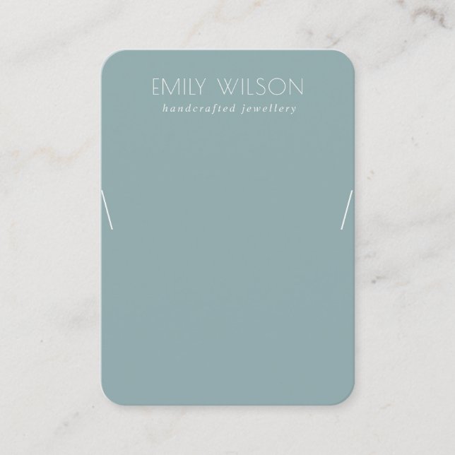 Minimal Simple Dusky Blue Grey Necklace Display Business Card (Front)