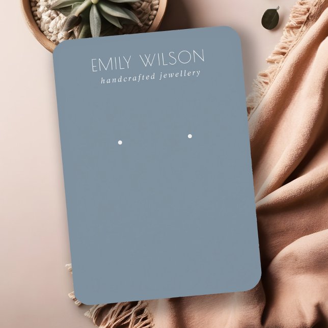 Minimal Simple Dusky Muted Blue Earring Display Business Card (Creator Uploaded)