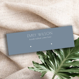 Minimal Simple Dusky Muted Blue Necklace Display Mini Business Card