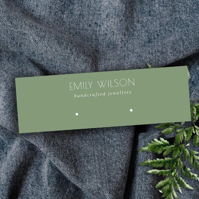 Minimal Simple Dusky Muted Green Earring Display Mini Business Card (Creator Uploaded)