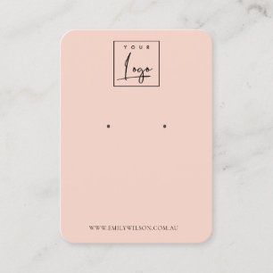 Minimal Simple Dusky Peach Stud Earring Display Business Card