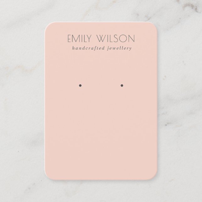 Minimal Simple Dusky Peach Stud Earring Display Business Card (Front)