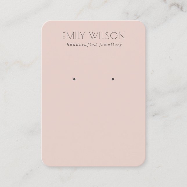 Minimal Simple Dusky Rose Pink Earring Display Business Card (Front)