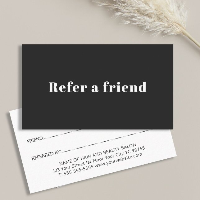 Minimal Simple Elegant Black and White Referral Card (Creator Uploaded)
