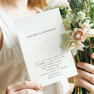 Minimal Simple Elegant Black & White Wedding Chic Invitation