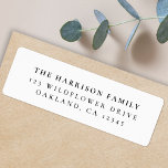 Minimal Simple Elegant Clean White Return Address<br><div class="desc">A stylish minimal return address label with classic typography in black on a clean simple minimalist white background. The text can be easily customized for a personal touch. A simple,  minimalist and contemporary design to stand out from the crowd!</div>