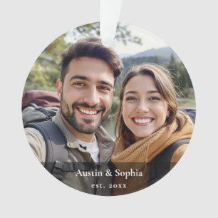 Minimal Simple Elegant Couple Photo Christmas Ornament