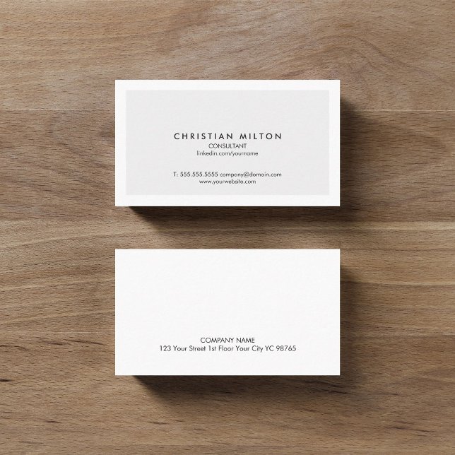 Minimal Simple Elegant Light Grey White Consultant Business Card (Creator Uploaded)