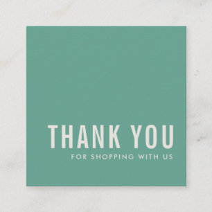 MINIMAL SIMPLE ELEGANT MINT GREEN THANK YOU  SQUARE BUSINESS CARD