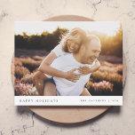 Minimal Simple Elegant Pink Christmas Couple Photo Holiday Card<br><div class="desc">A stylish holiday photo flat greeting card with classic typography “Happy Holidays” in black on a clean simple minimalist white background with a dusky blush pink feature colour on the reverse. The photo, name and greeting can be easily customized for a personal touch. A simple, minimalist and contemporary christmas design...</div>