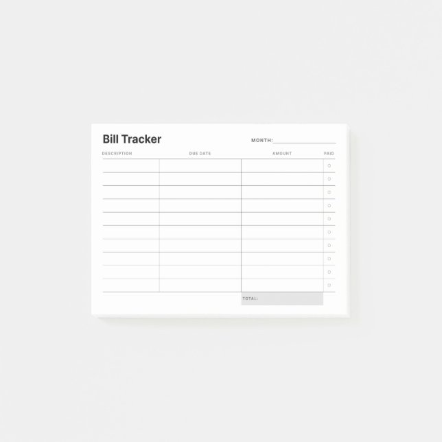 Minimal Simple Expense Tracker Post-it Notes (Front)