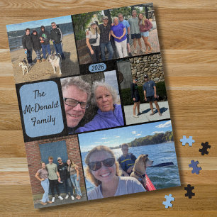 Minimal simple family 6 photo collage  jigsaw puzzle