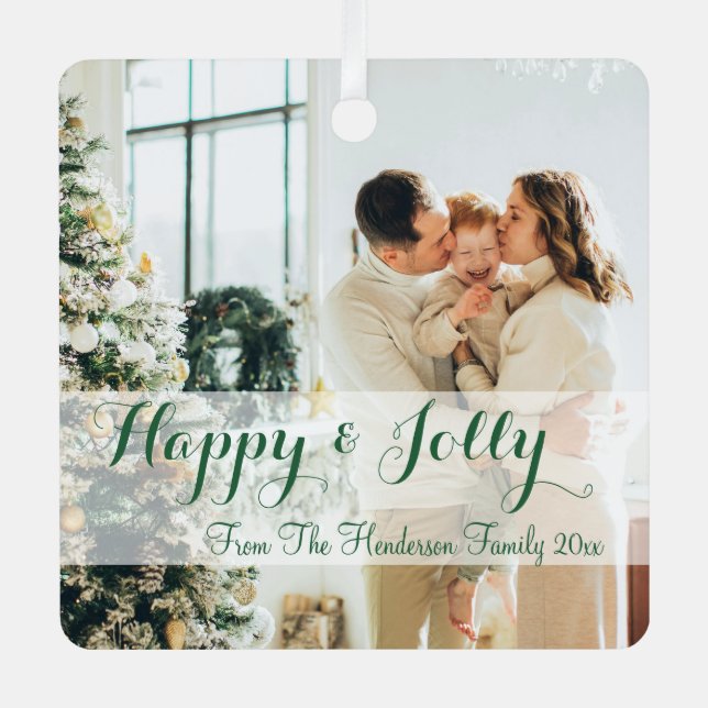 Minimal Simple Family Photo  Metal Ornament (Front)