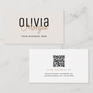 Minimal Simple Font Duo QR Code Business Card